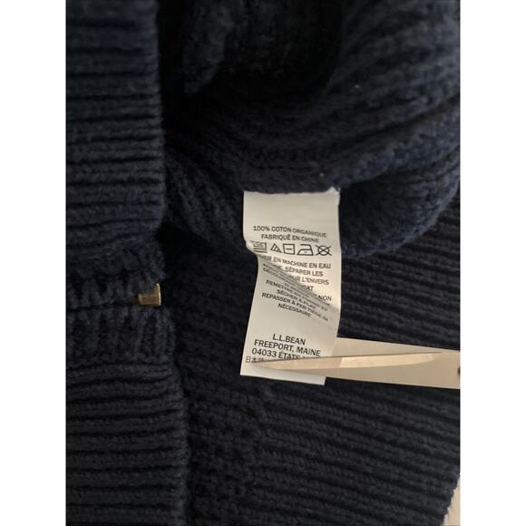 LL Bean Men's‎ Waffle Knit Full Zip Organic Cotton Sz XL Grandpa Navy Blue - Picture 4 of 13